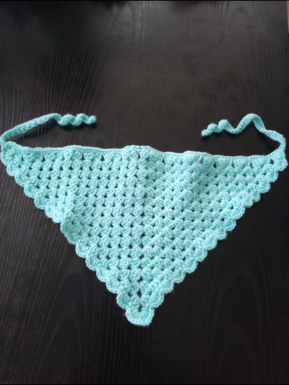 Handmade Crochet Triangle Bandana Scarf in Mint Aqua Summer Beach Festive
